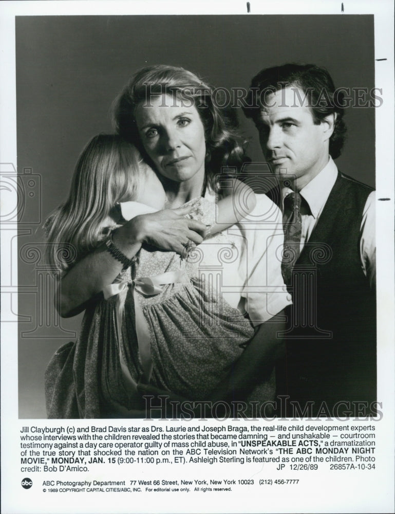 1989 Press Photo Jill Clayburgh Brad Davis Unspeakable Acts Actors - Historic Images