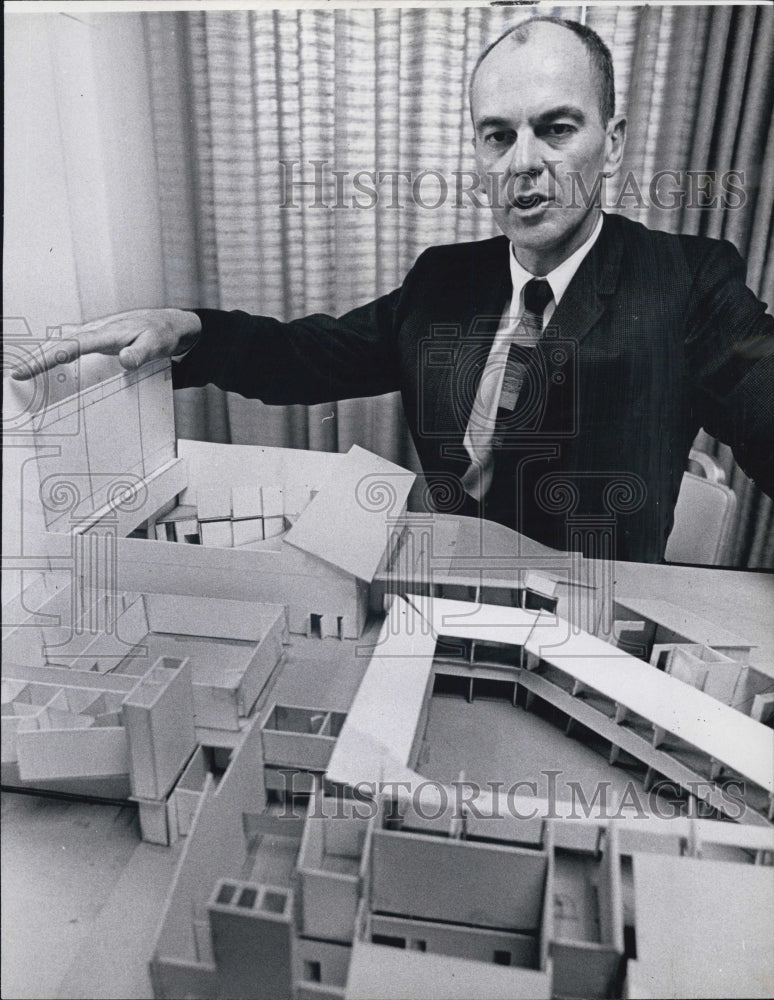 1968 Dr. John Howard President Rockford College Shows Expansion Plan - Historic Images