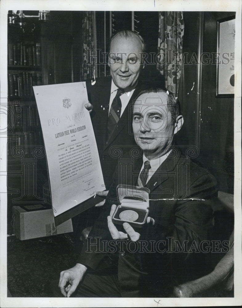 1969 James Howard Gets Medal for Supporting the Latvians - Historic Images