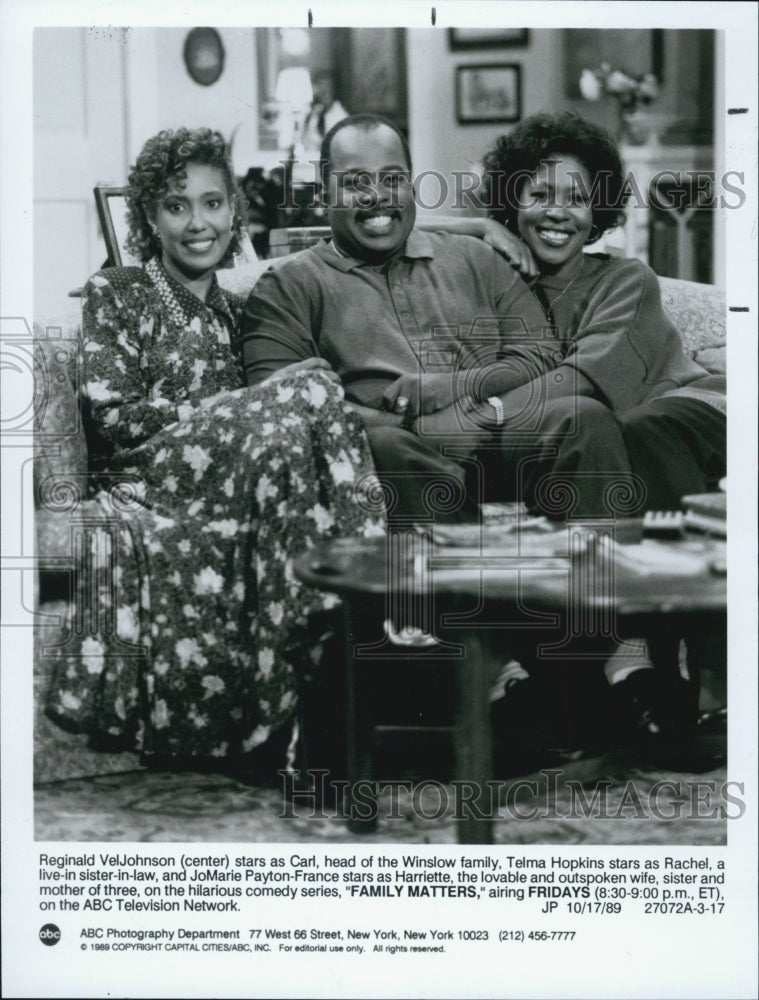 1989 Press Photo Rejinald VelJohnson Telma Hopkins JoMarie Payton-France Actors - Historic Images