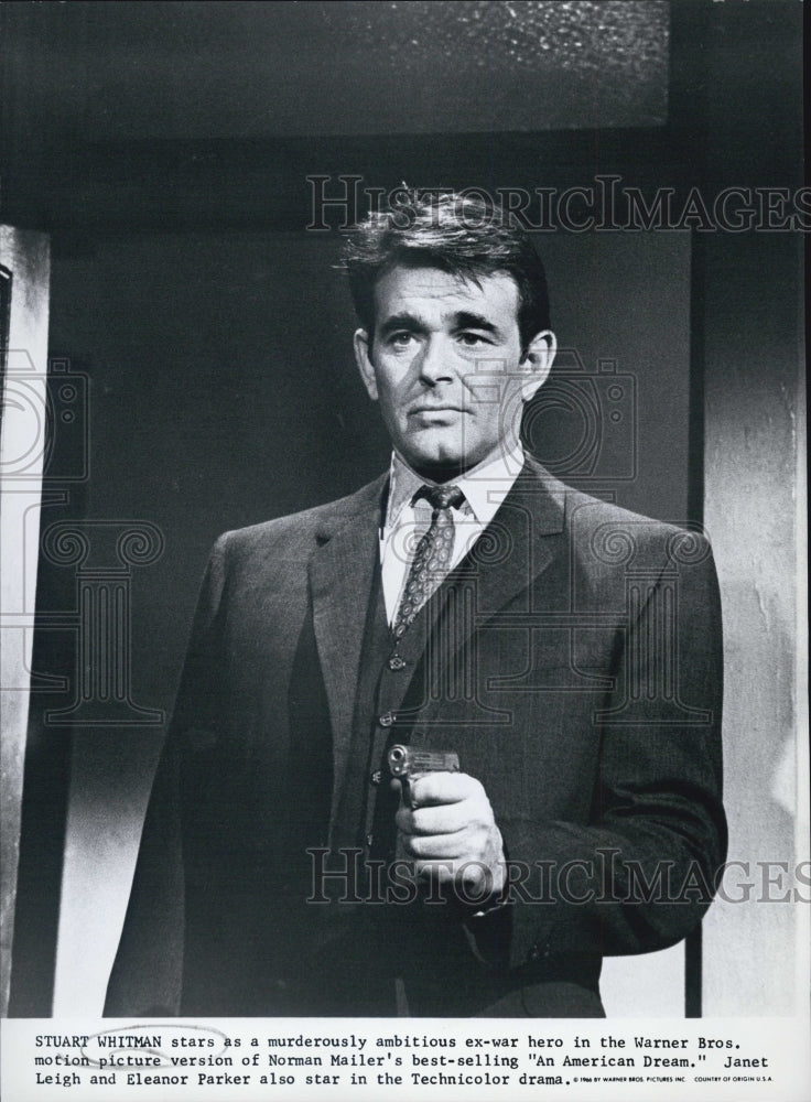 1966 An American Dream Film Stuart Whitman Holding Gun Scene - Historic Images