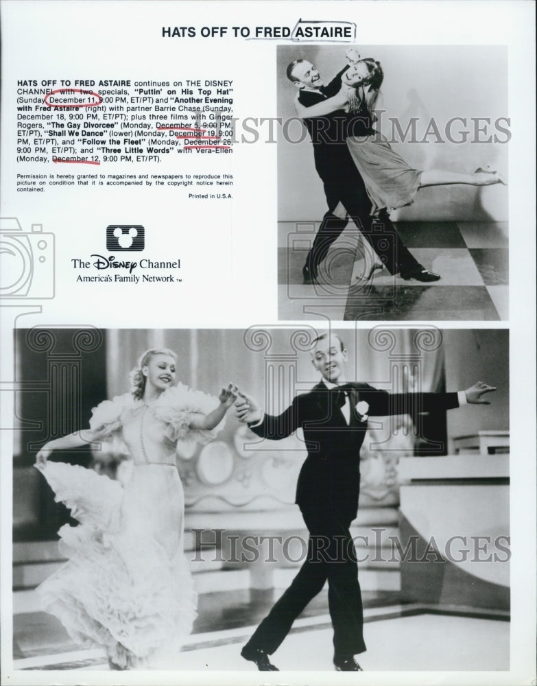 Press Photo Hats Off To Fred Astaire Actor Dancer Disney Channel Special - Historic Images