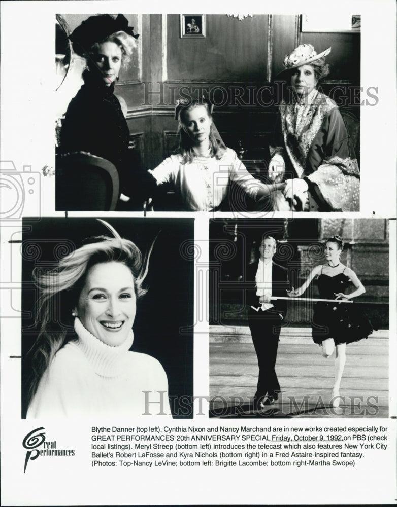 1992 Press Photo Blythe Danner, Cynthia Nixon, Nancy Marchand, Meryl Street. - Historic Images