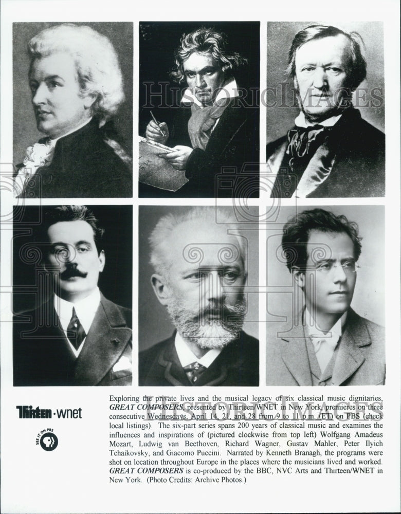 1999 Press Photo Six Part Series Featuring &quot;Great Composers&quot; Of Classical Music - Historic Images