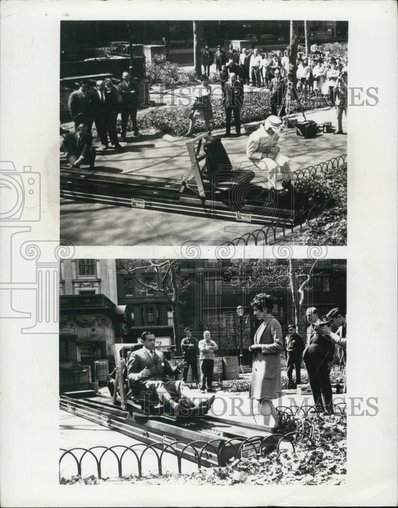 Press Photo Safety belt demonstration. - Historic Images