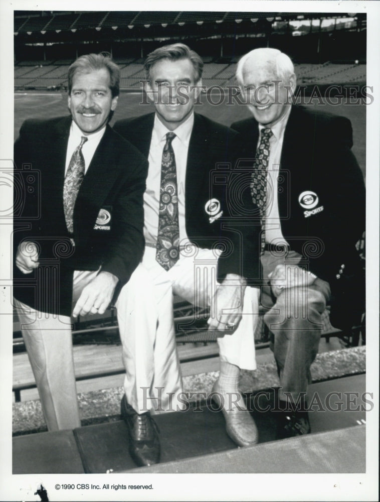 1990 Press Photo Pat O&#39;Brien &quot;CBS Sports World Series Announce Team&quot; - Historic Images