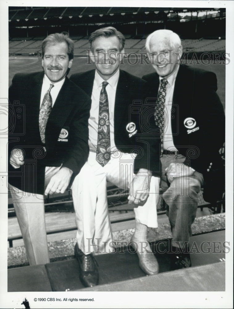 1990 Press Photo Pat O'Brien "CBS Sports World Series Announce Team" - Historic Images
