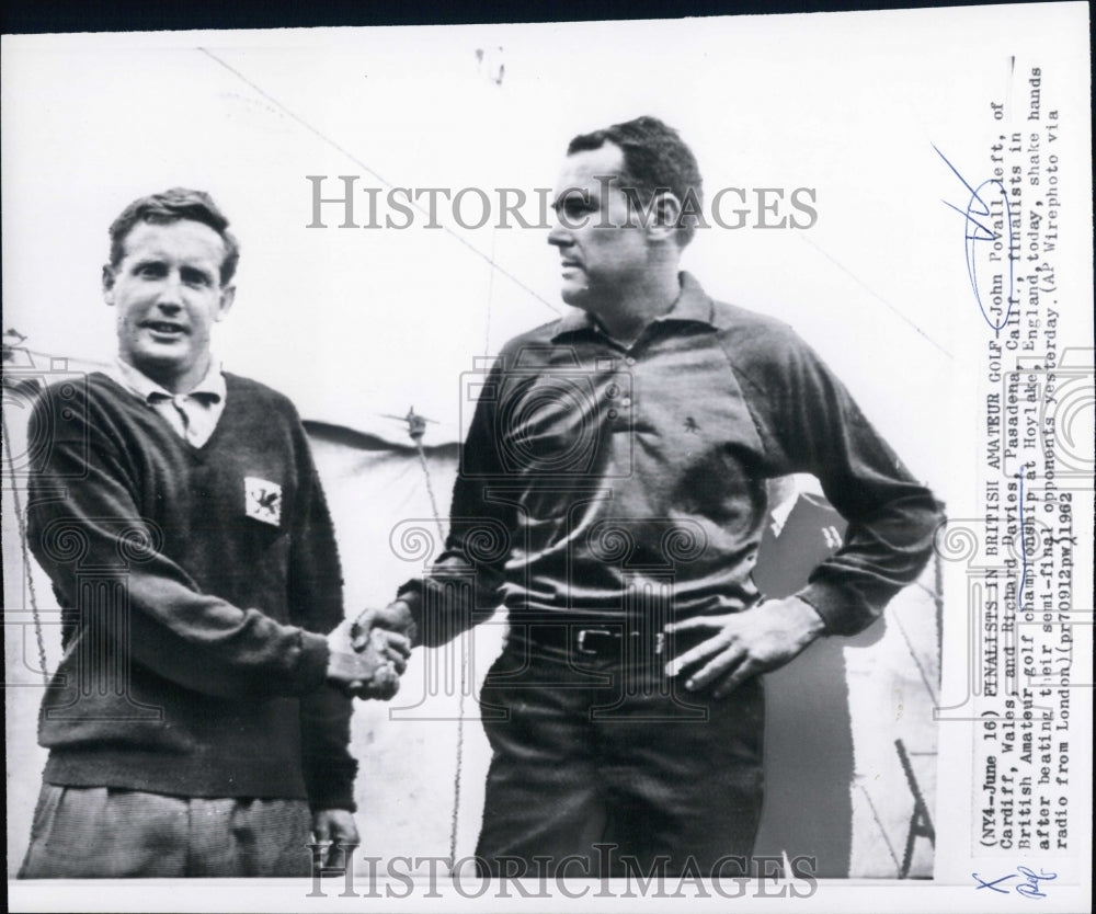 1962 Press Photo John Povall &amp; Richard Davies, British Amateur golf championship - Historic Images