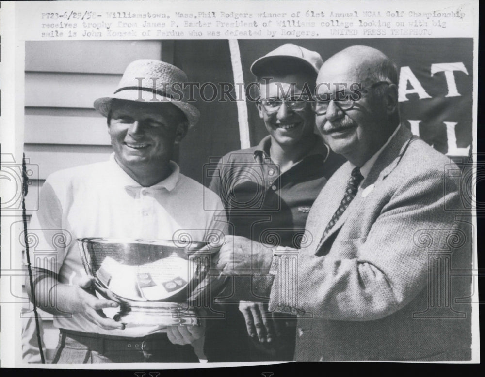 1958 NCAA Golf Championship Winner Phil Rodgers With Trophy - Historic Images