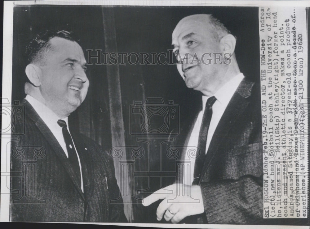 1962 Dee Andros, Football Coach And J. Neil Stahley, Idaho - Historic Images