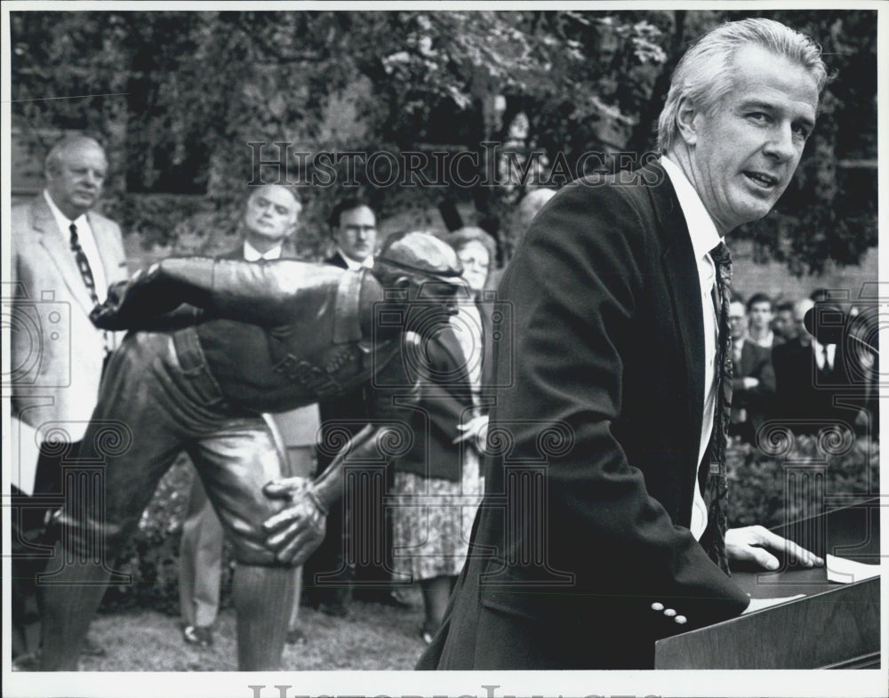 1993 Press Photo Northeastern University unveils CY Young statue - Historic Images