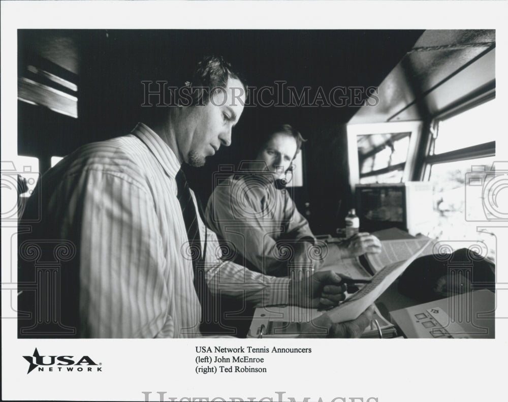 1997 Press Photo John McEnroe & Ted Robinson USA Network Tennis Announcers - Historic Images