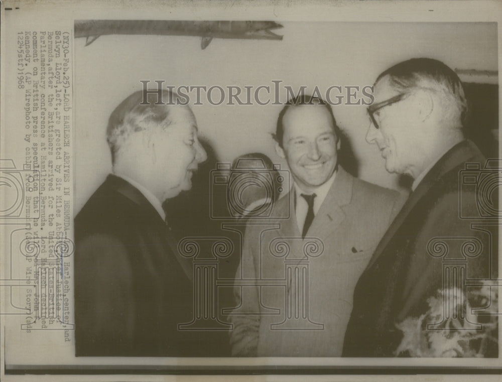1968 Lord Harlech Selwyn Lloyd Sir Miles Abbot Chief Justice Bermuda - Historic Images