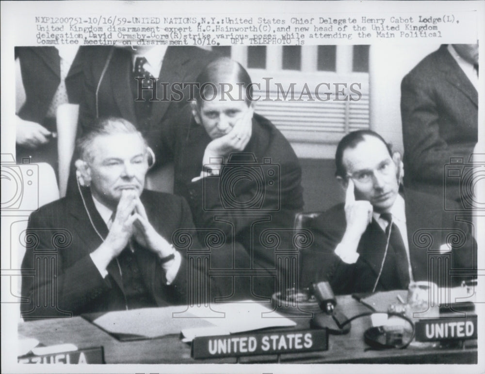 1959 Henry Cabot Lodge Chief Delegate H.C. Heinworth David Ornsby - Historic Images