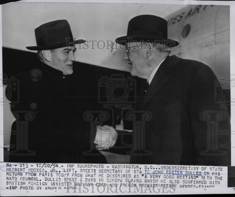 1954 State Undersecretary Herbert Hoover Jr Secretary John Dulles - Historic Images