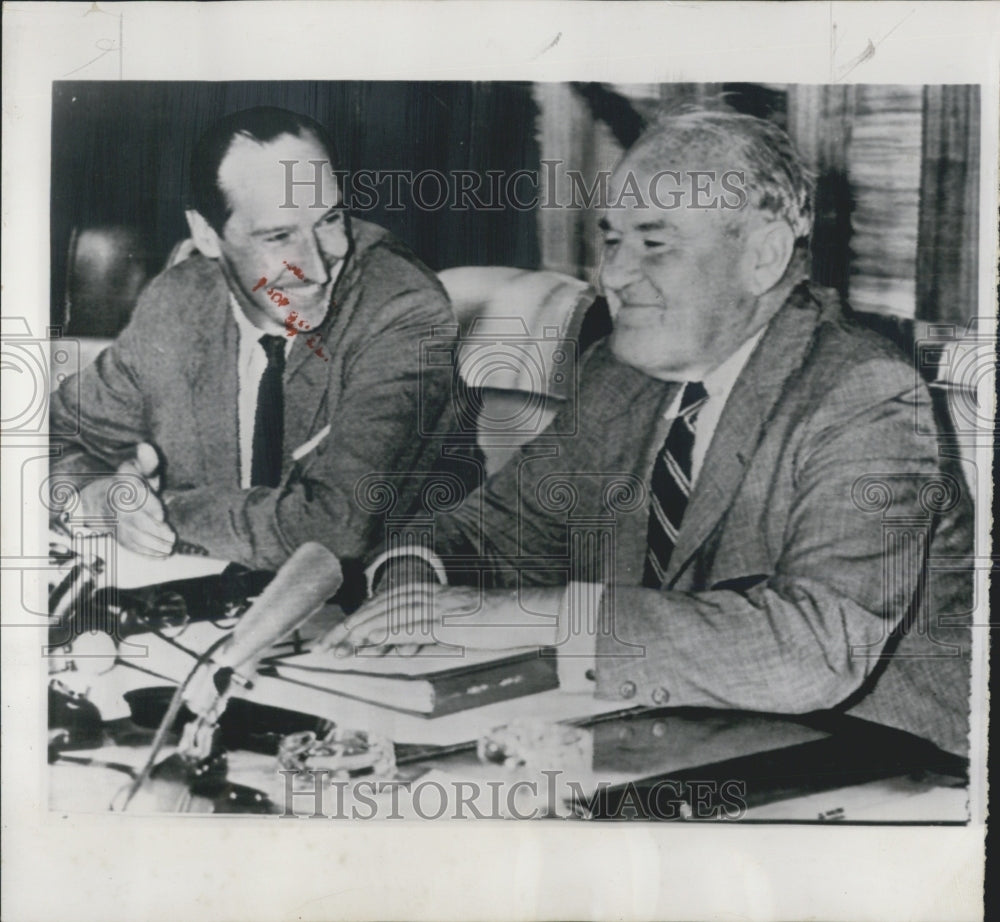 1961 David Gore and Arthur Dean at a confrence - Historic Images