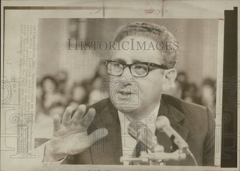 1974 Secretary of State Kissinger Testifies Before Senate Committee - Historic Images