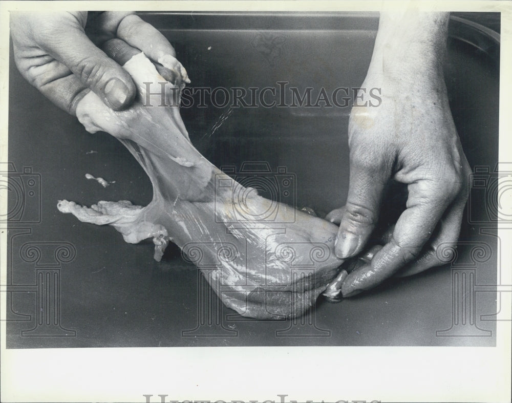 1986 Press Photo step by step to bone a chicken - Historic Images