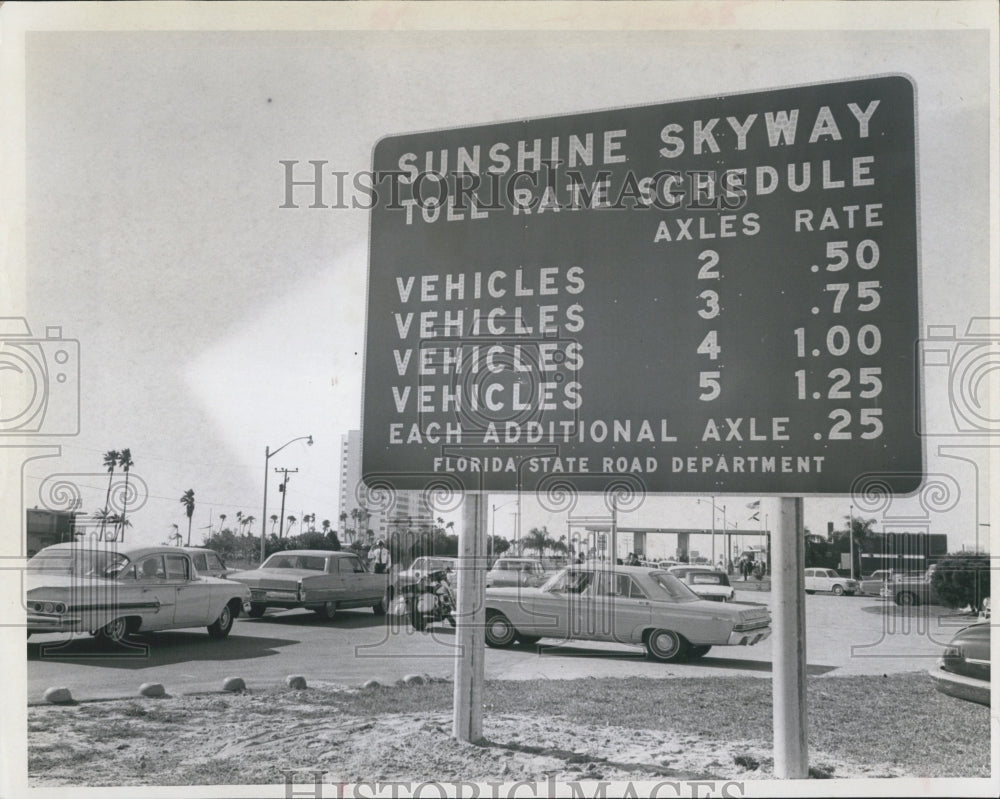 1968 New toll rates on Sunshine Skayway bridge. - Historic Images