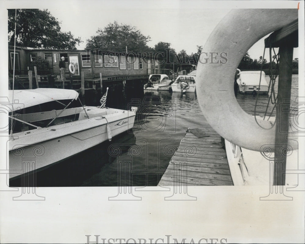 1972 Press Photo Boats Anclote River Boat Club Dock - Historic Images