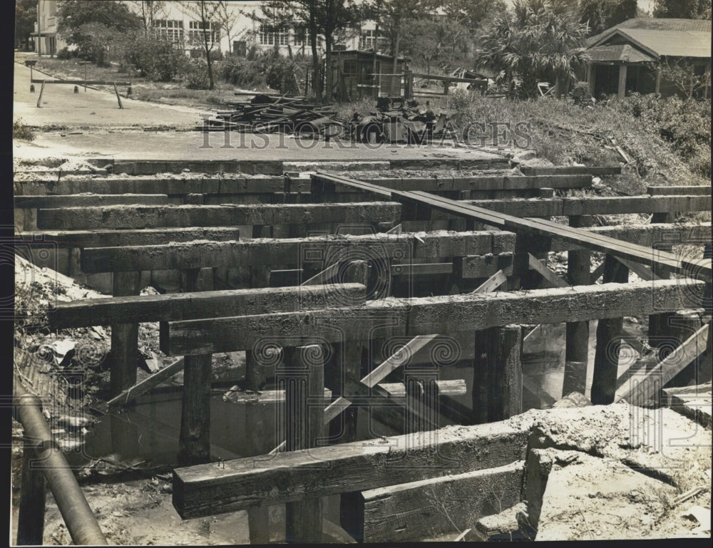 1941 Wooden Bridge Reconstruction Into New Concrete Structure - Historic Images