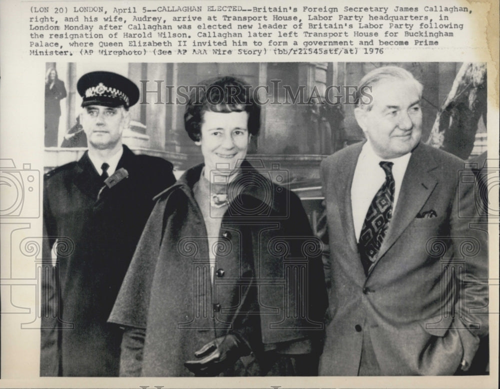 1976 James Callahan Wife Audrey Transport House British Labor Party - Historic Images