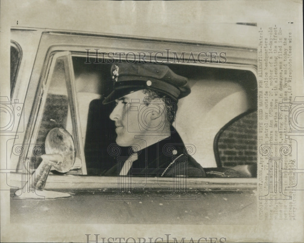 1956 Officer Robert O&#39;shea sitting in his Patrol car - Historic Images