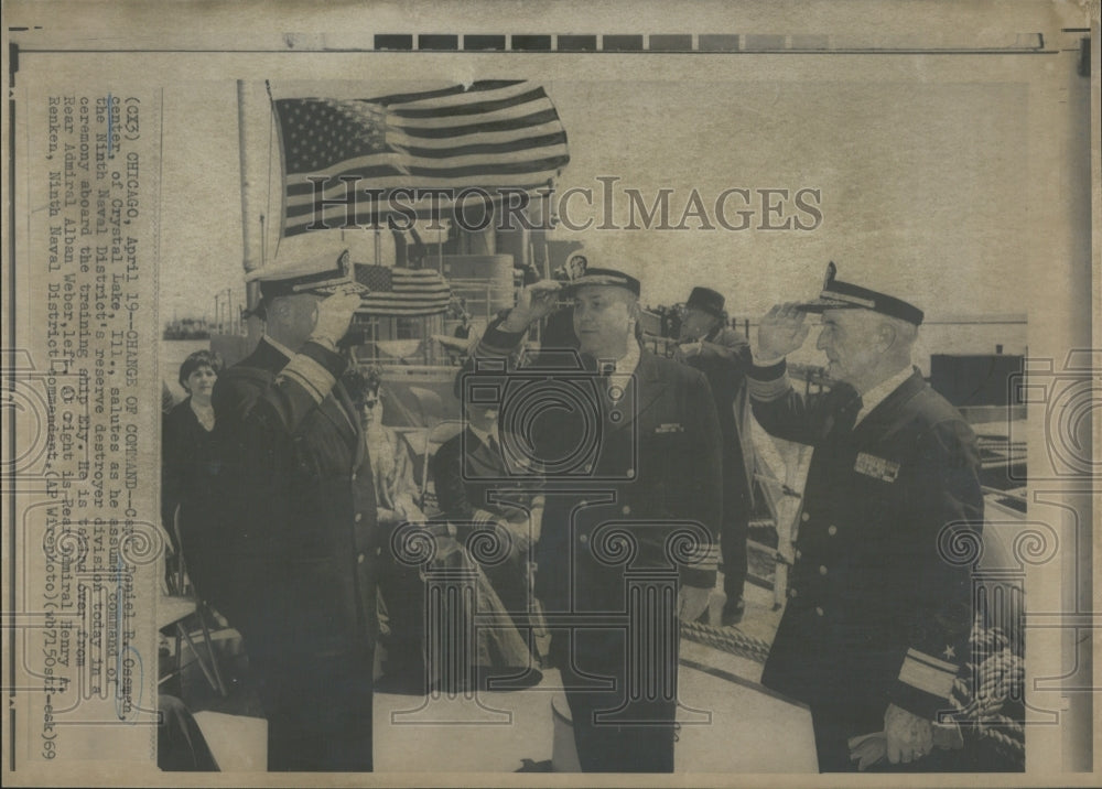 1969 Daniel Ossman salutes as he assumed command - Historic Images