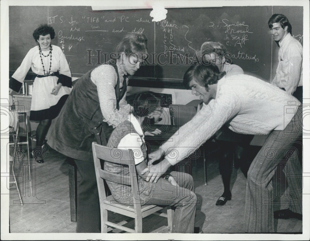 1969 Brookline High Improvise Arts Six Miss Ella Gerber Drama Coach - Historic Images