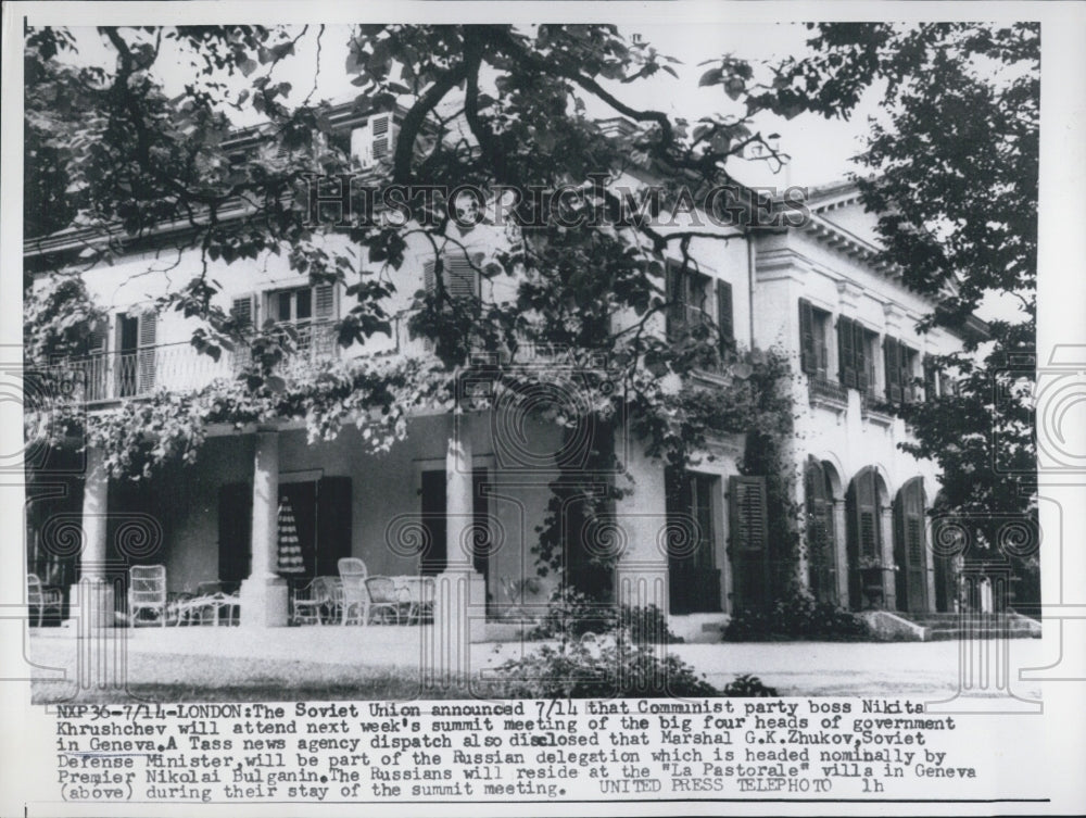 1955 Press Photo Russian politicians to stay at &quot;La Pastorale&quot; villa in Geneva - Historic Images