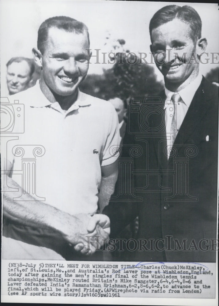 1961 Chuck McKinley and Rod Laver at Wimbleton Tennis Championships - Historic Images