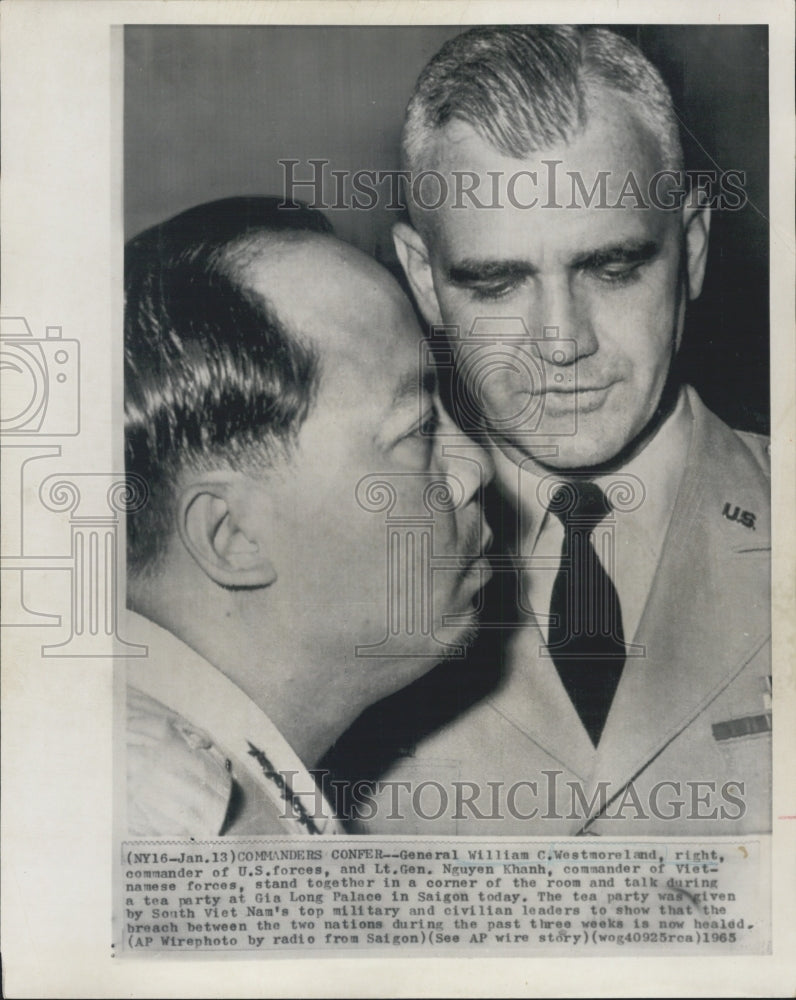 1965 Gen. William Westmoreland and Lt. Gen. Nguyen Khanh - Historic Images