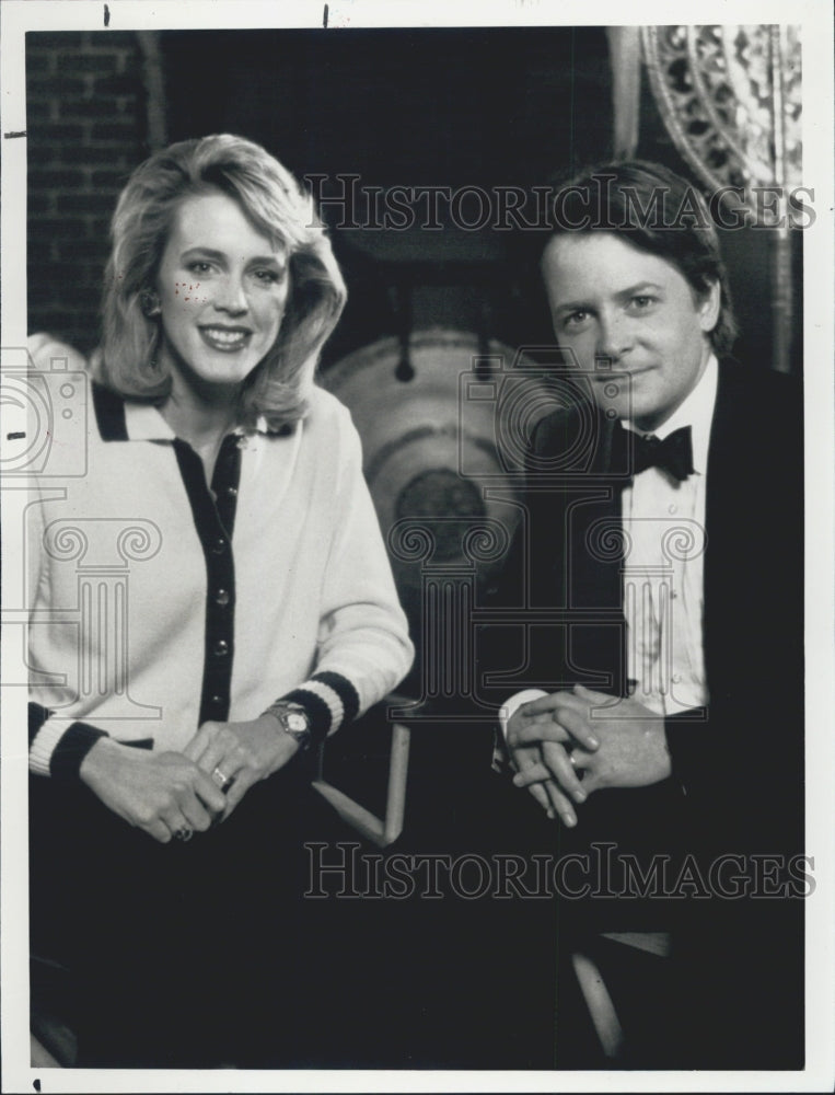 1990 Press Photo of Deborah Norville and Michael J. Fox on NBC Today show - Historic Images