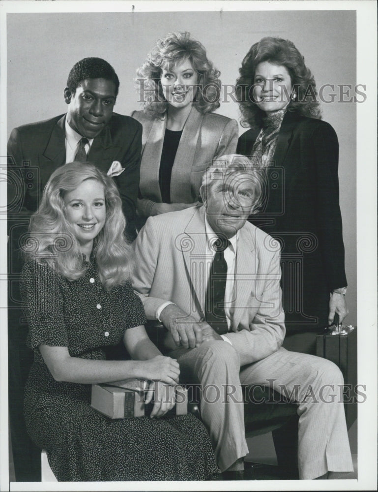 1987 Press Photo Andy Griffith Kari Lizer Kene Holliday Nancy Stafford Julie - Historic Images