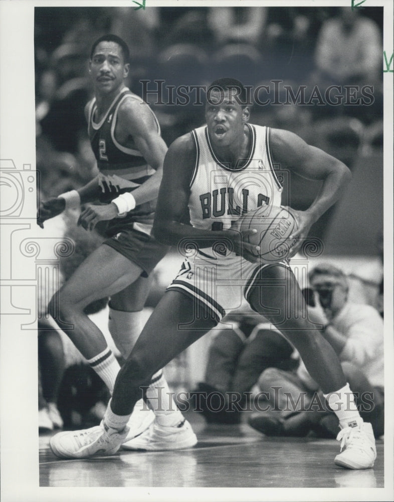 1987 Press Photo Mike Brown Chicago Bulls - Historic Images