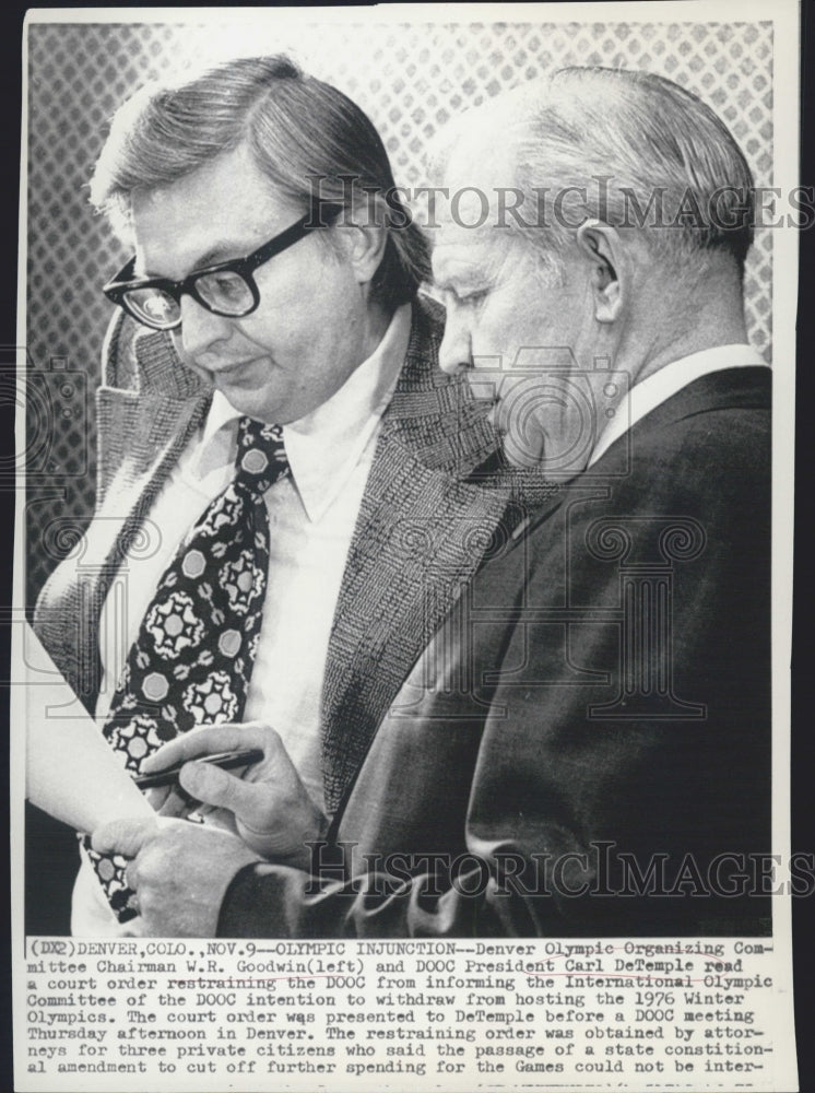 Press Photo Denver Olympic Organizing chairman W.R. Goodwin CArl Detemple - Historic Images