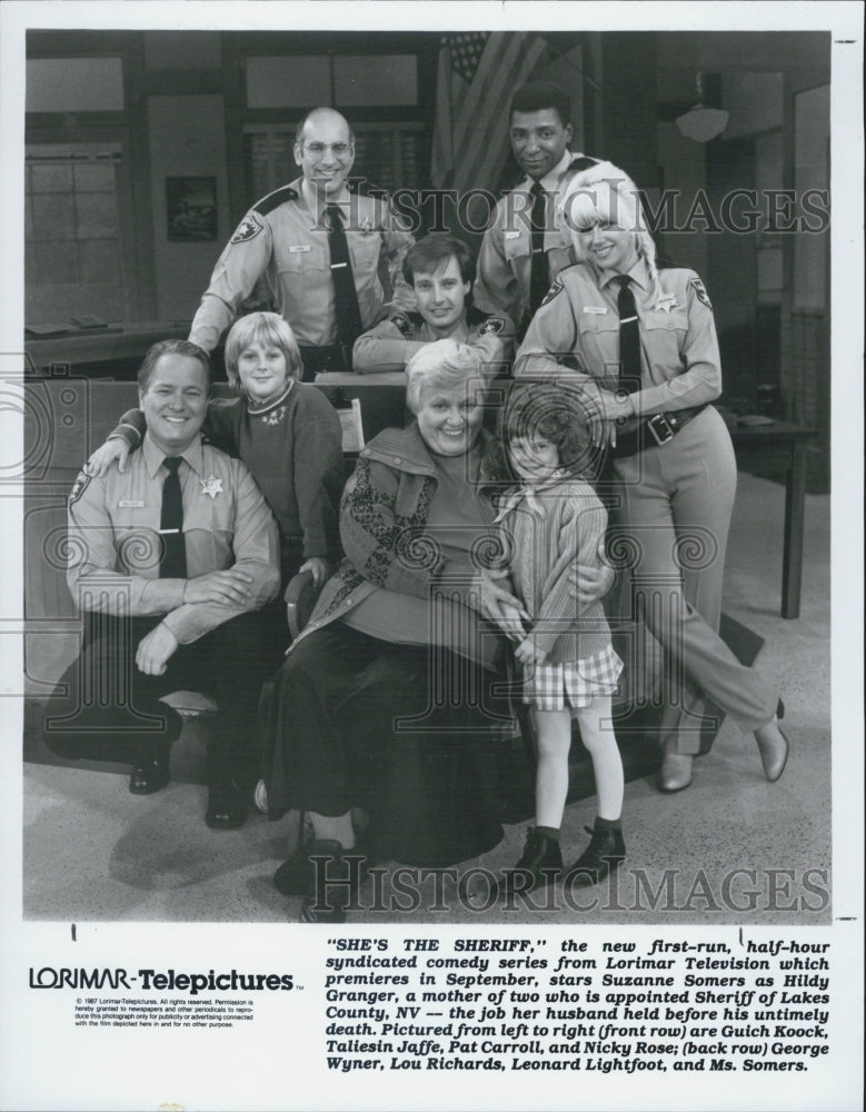 1987 Press Photo Cast TV Series &quot;She&#39;s The Sheriff&quot; Starring Suzanne Somers - Historic Images