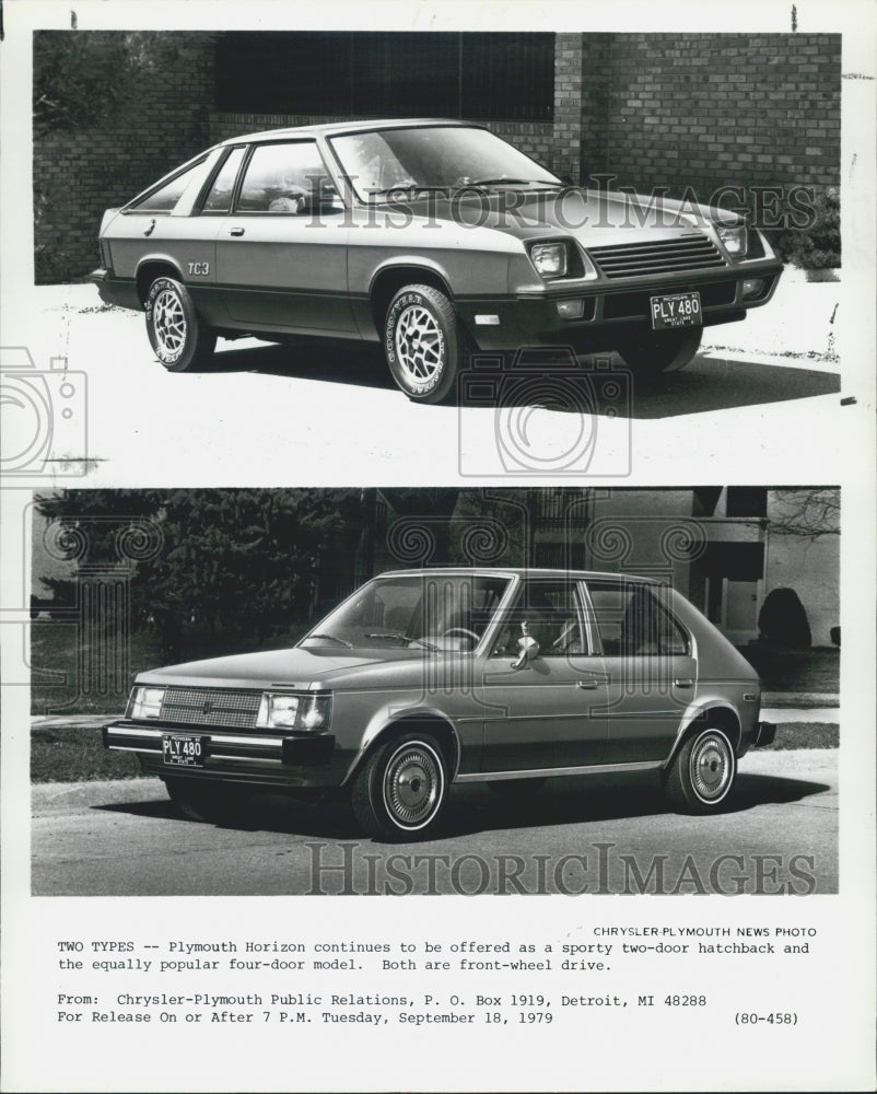 1979 Press Photo Chrysler Plymouth Horizon Two And Four Door Sporty Automobile - Historic Images