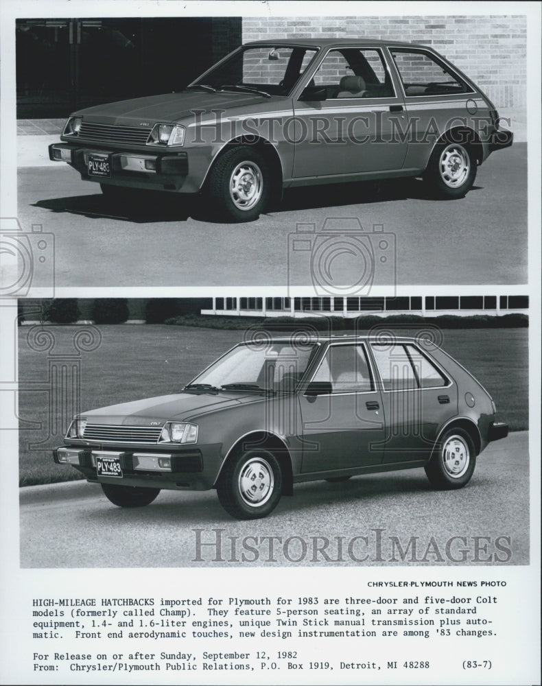 1983 Press Photo Plymouth Hatchback - Historic Images