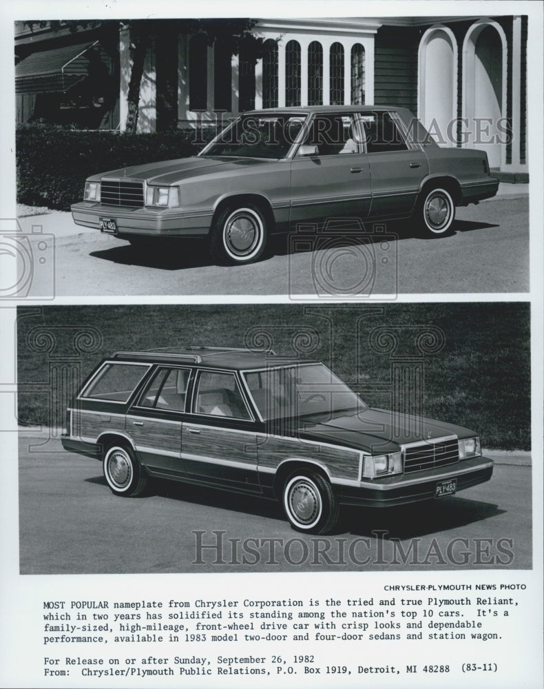 1982 Press Photo Plymouth Reliant - Historic Images