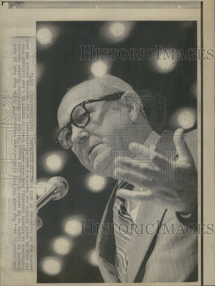 1975 Former Secretary Of State Dean Rusk Speaks At Conference - Historic Images