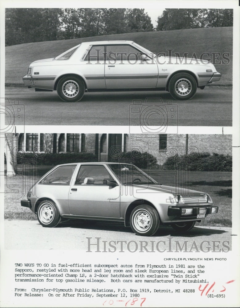 1980 Press Photo Plymouth Champ, produced by Mitsubishi Motor Corp. - Historic Images