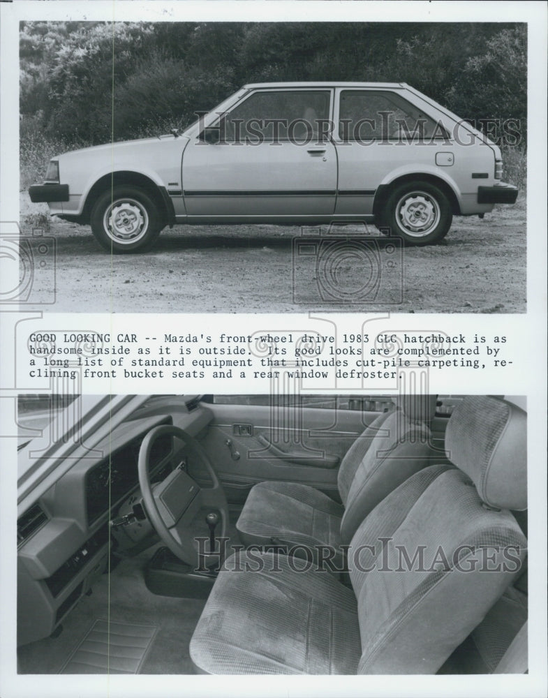 1983 Press Photo Mazda GLC Hatchback Side Interior Views Bucket Seats Two-Door - Historic Images