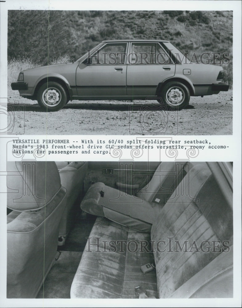 1983 Press Photo Mazda GLC Sedan Interior Side Views Passenger Car Back Seat - Historic Images