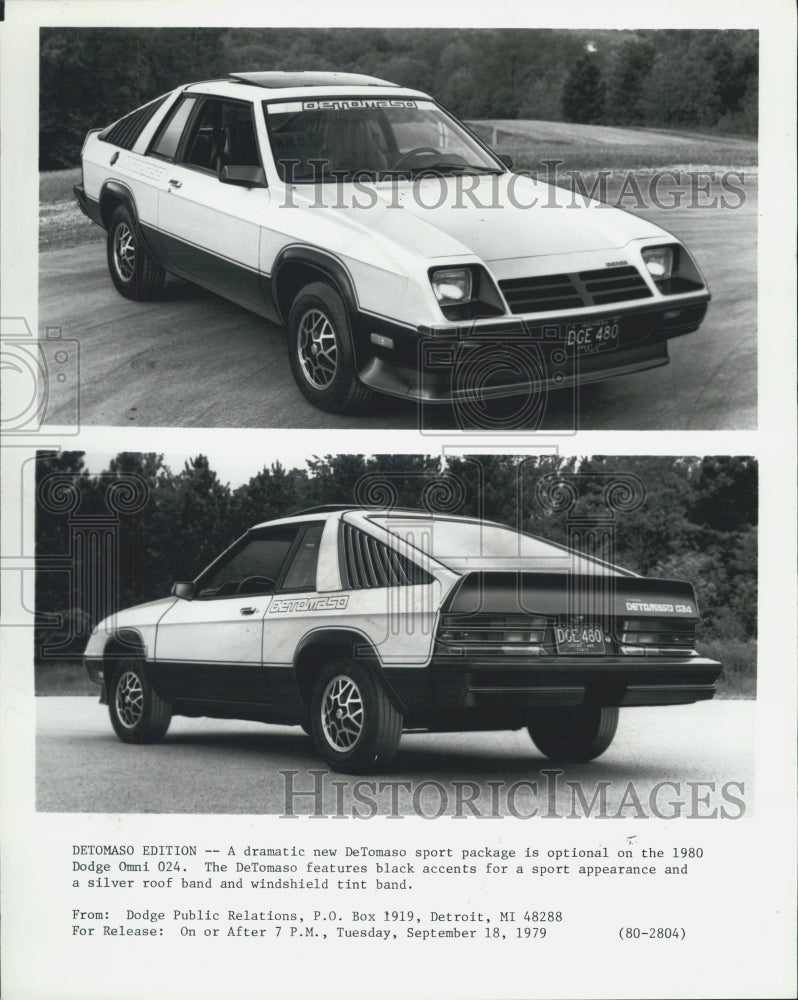 1979 Press Photo 1980 Dodge Omni 024 DeTomaso Edition Front Rear Views - Historic Images