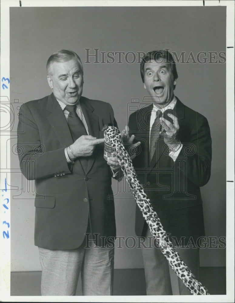 1984 Press Photo Ed McMahon and Dick Clark on "TV Bloopers and Practical Jokes" - Historic Images