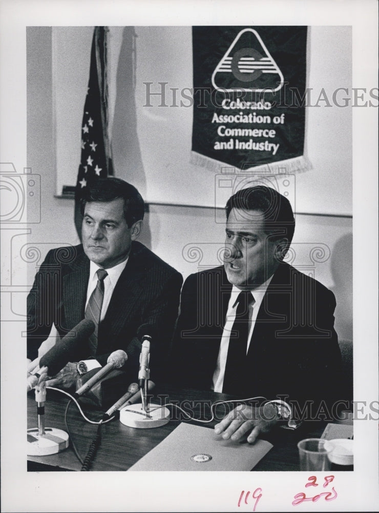 1988 Press Photo U.S. energy Secy John Herrington, Con dan Schaefer - Historic Images