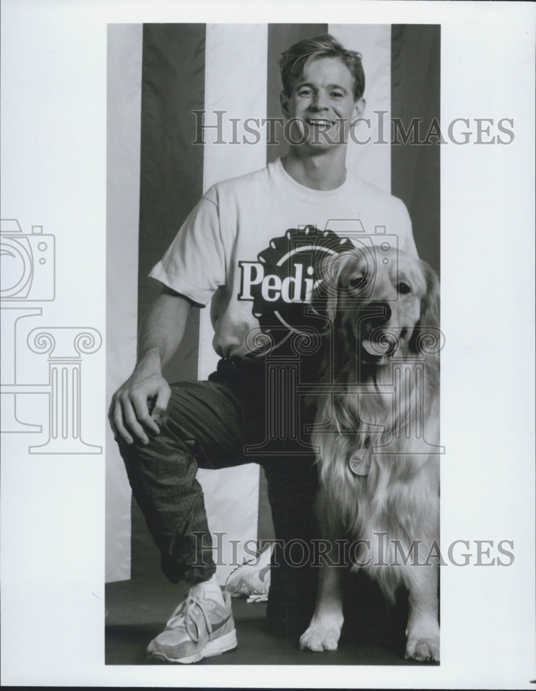 1991 Press Photo Peter Vidmar and Thunder for Pedigree Pentathion - Historic Images