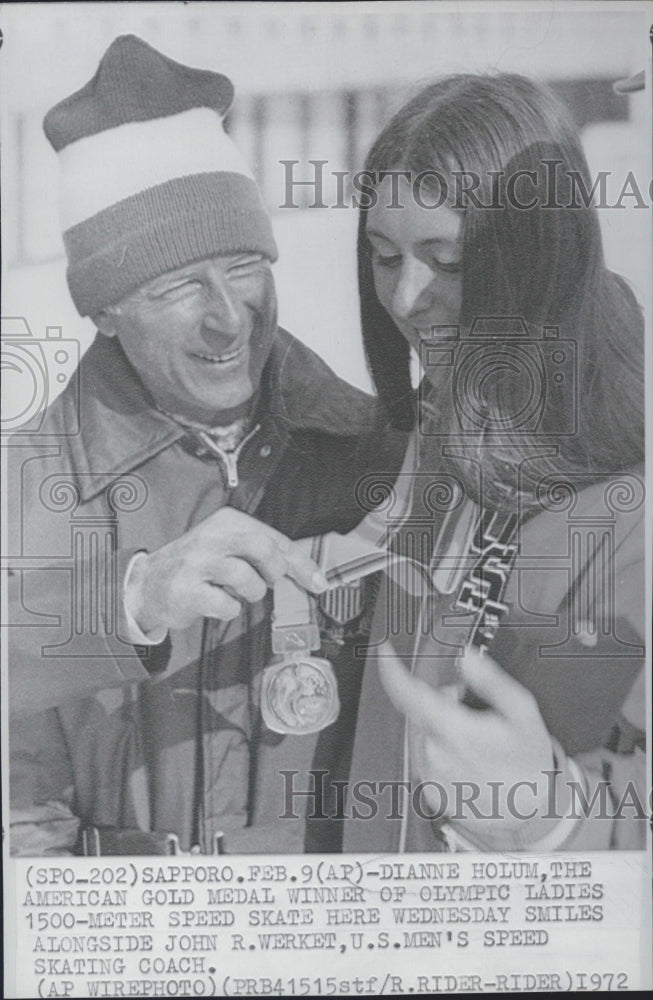 1972 Diane Holum, American gold medal winner 1500 meter speed skate - Historic Images