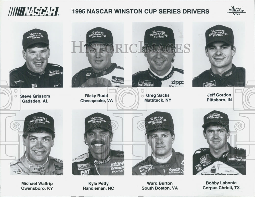 1995 Press Photo NASCAR Winston Cup Drivers Steve Grissom Ricky Rudd Greg Sacks - Historic Images